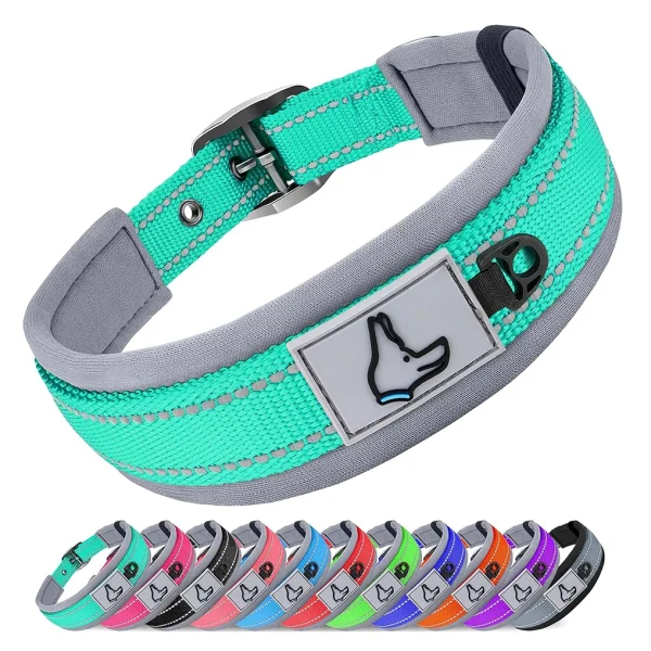 Reflective Wide Adjustable Heavy Duty Dog Collar