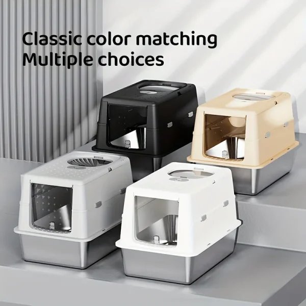 Stainless Steel Cat Litter Box w/ Flip Cover