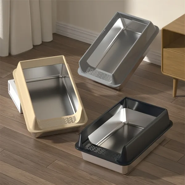 Stainless Steel Litter Box, Semi-enclosed