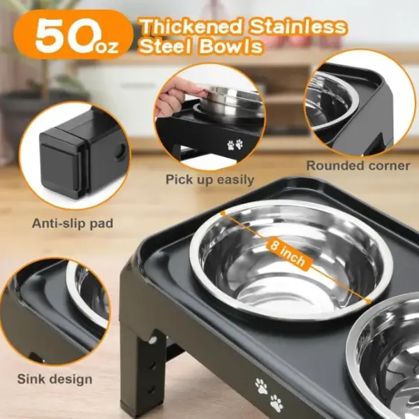 Adjustable Raised Foldable Rack/Pet Food Bowls