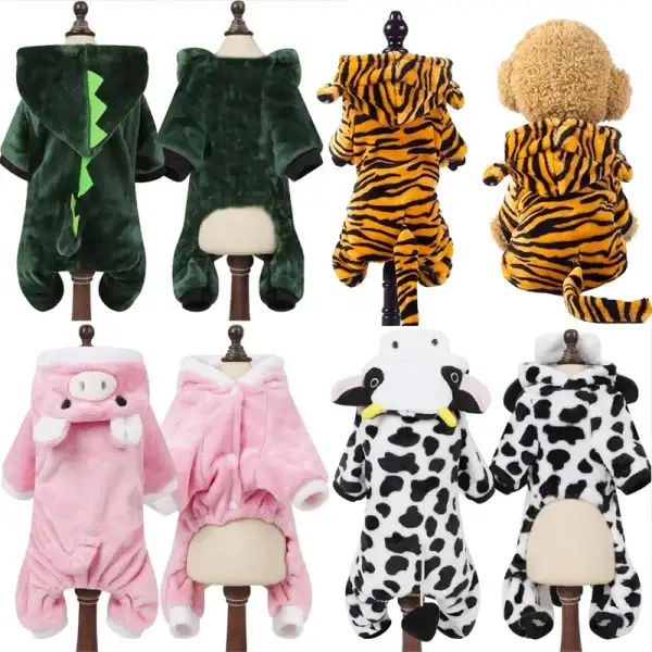 Soft Warm Fleece Hooded Dog Jumpsuit